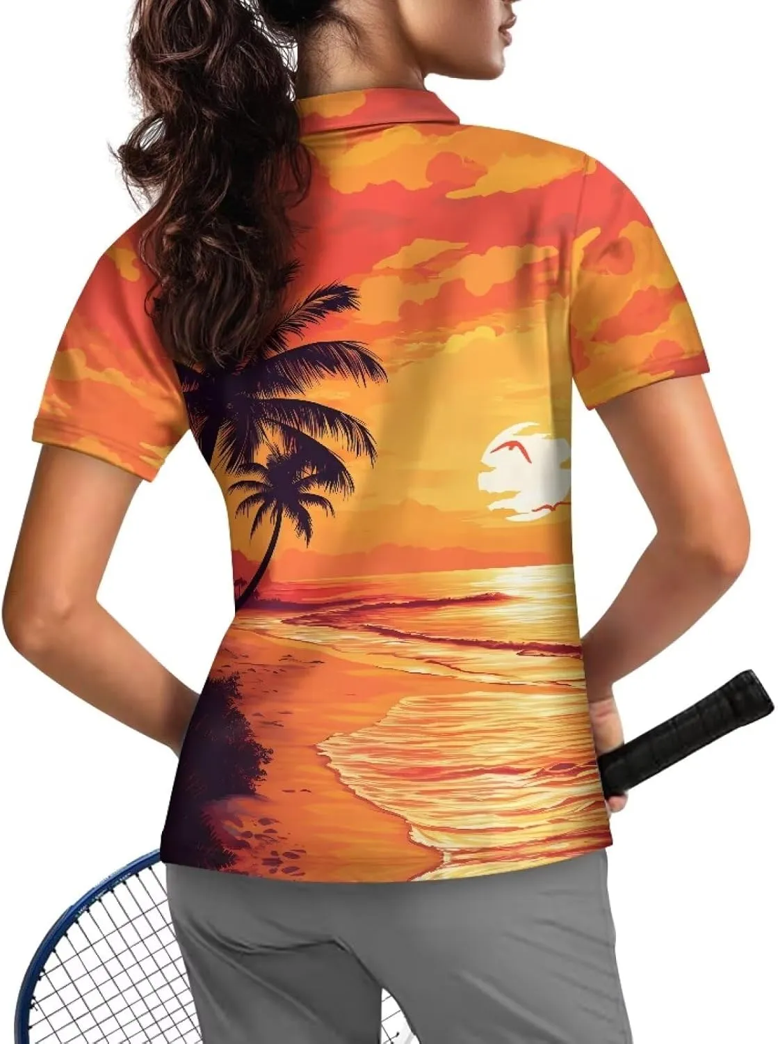 Biyejit Women's Golf Shirts Short Sleeve Quarter Zip Workout Tops for Women Moisture Wicking Quick-Drying Polo Shirts