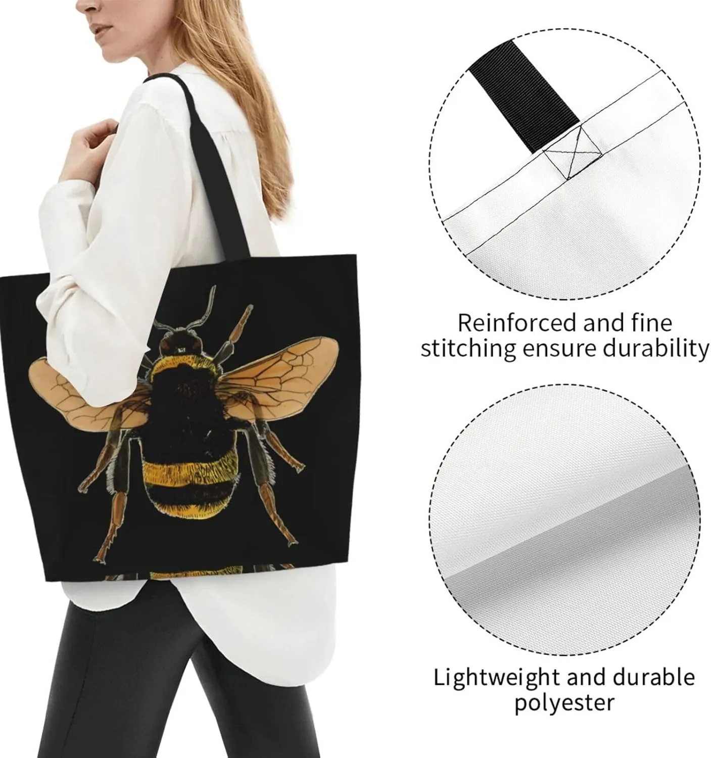 Black and White Great White Shark Women's Tote Bag Large Capacity Single Shoulder Bags Handbag for Shopping Work