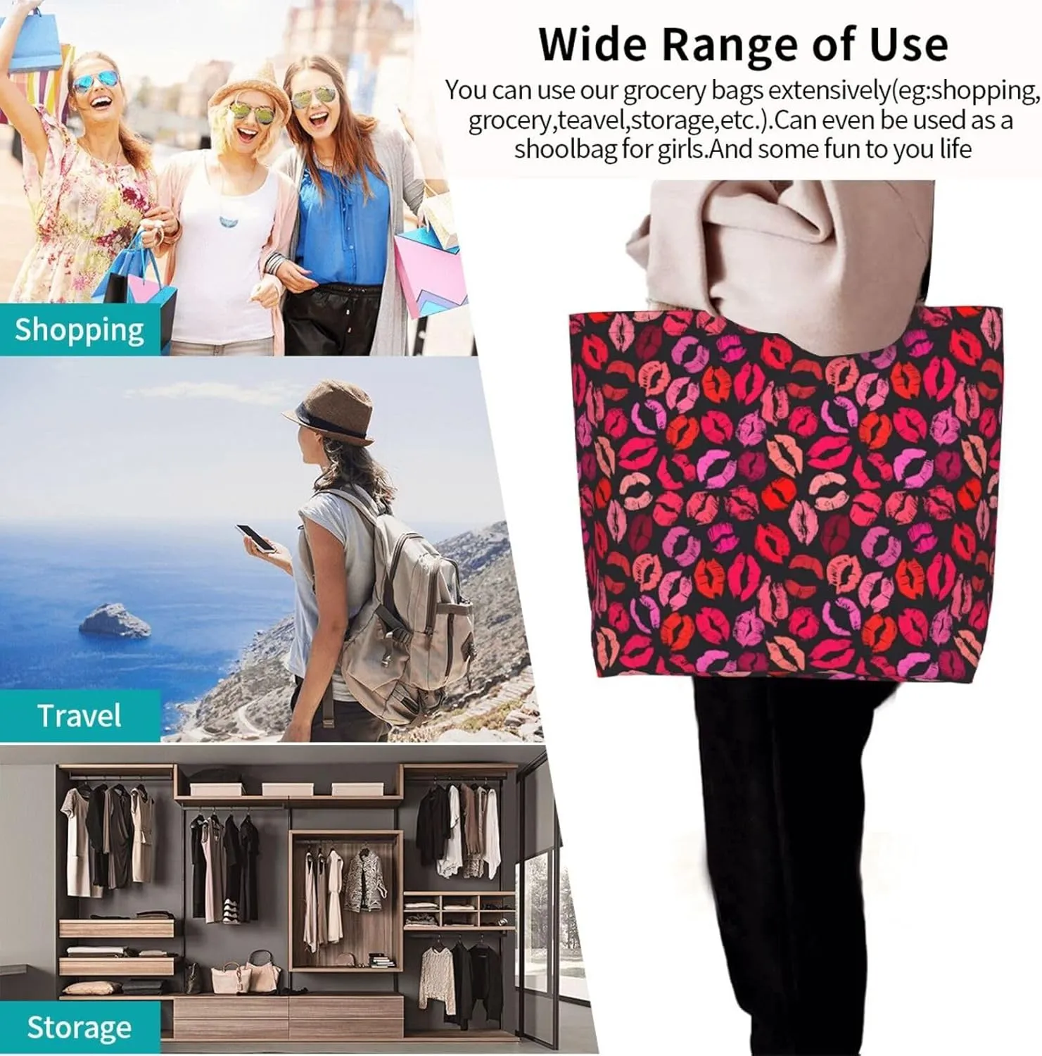 Black Leopard Print Women's Tote Bag Large Capacity Single Shoulder Bags Handbag for Shopping Work