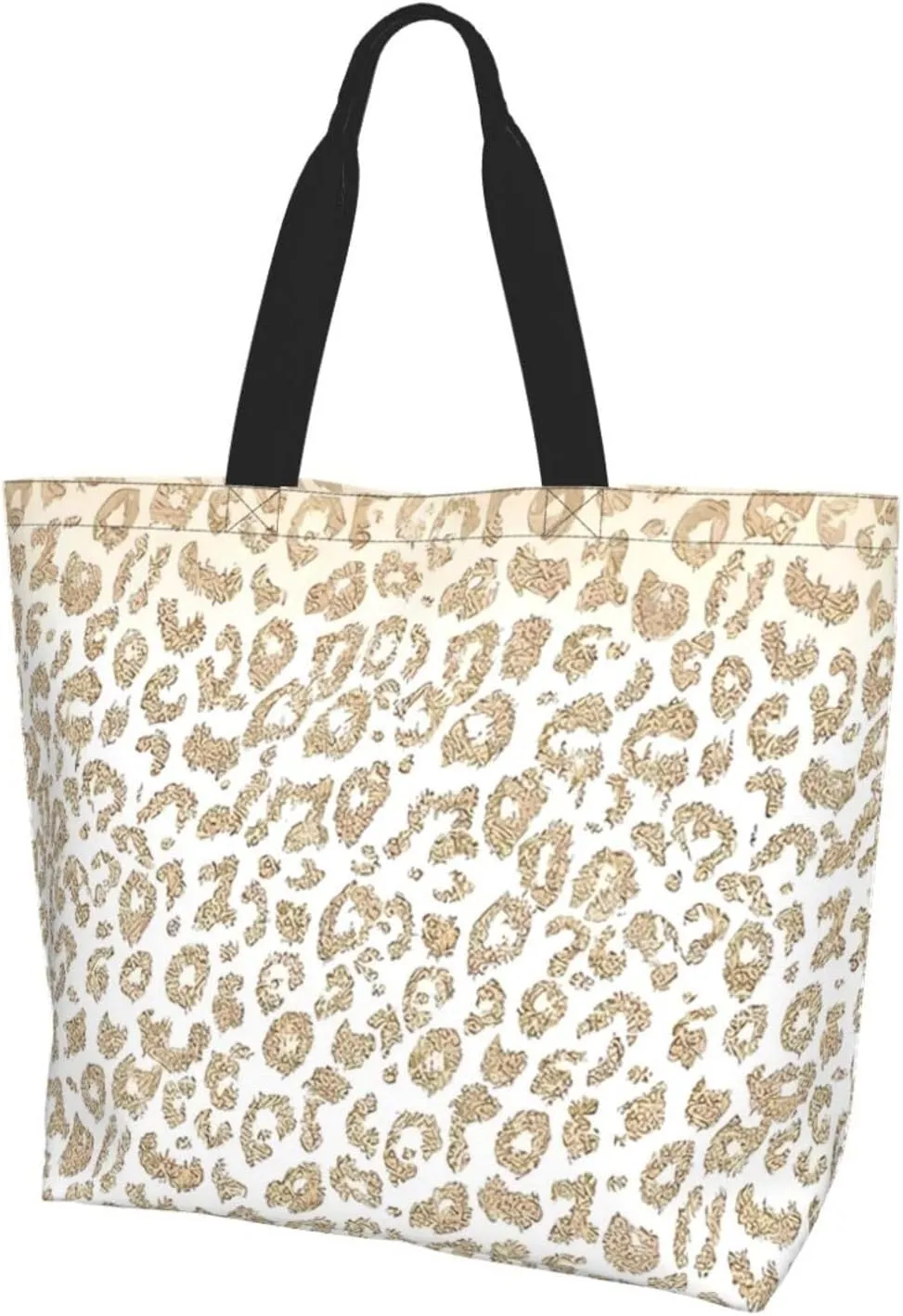 Black Leopard Print Women's Tote Bag Large Capacity Single Shoulder Bags Handbag for Shopping Work