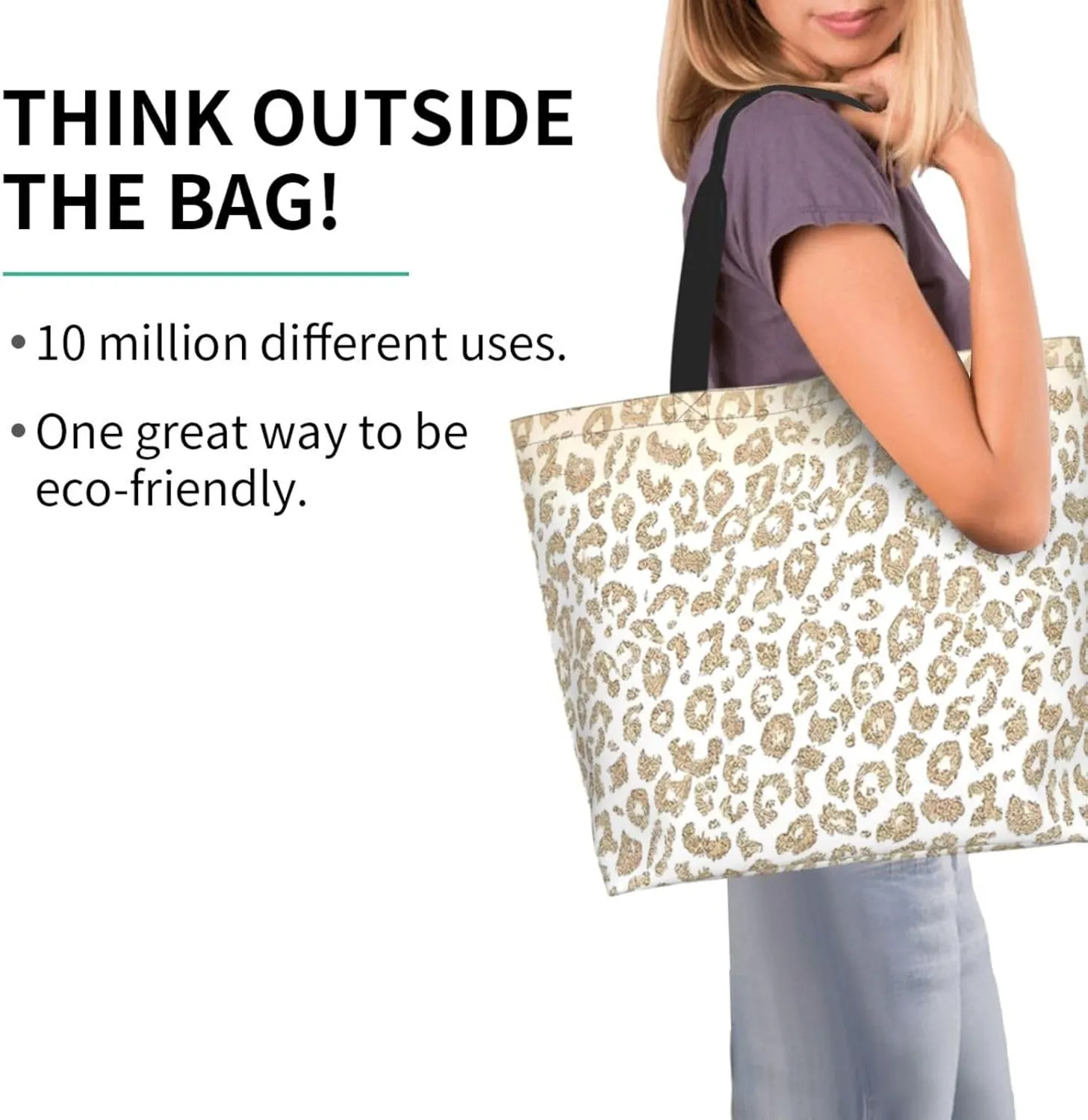 Black Leopard Print Women's Tote Bag Large Capacity Single Shoulder Bags Handbag for Shopping Work