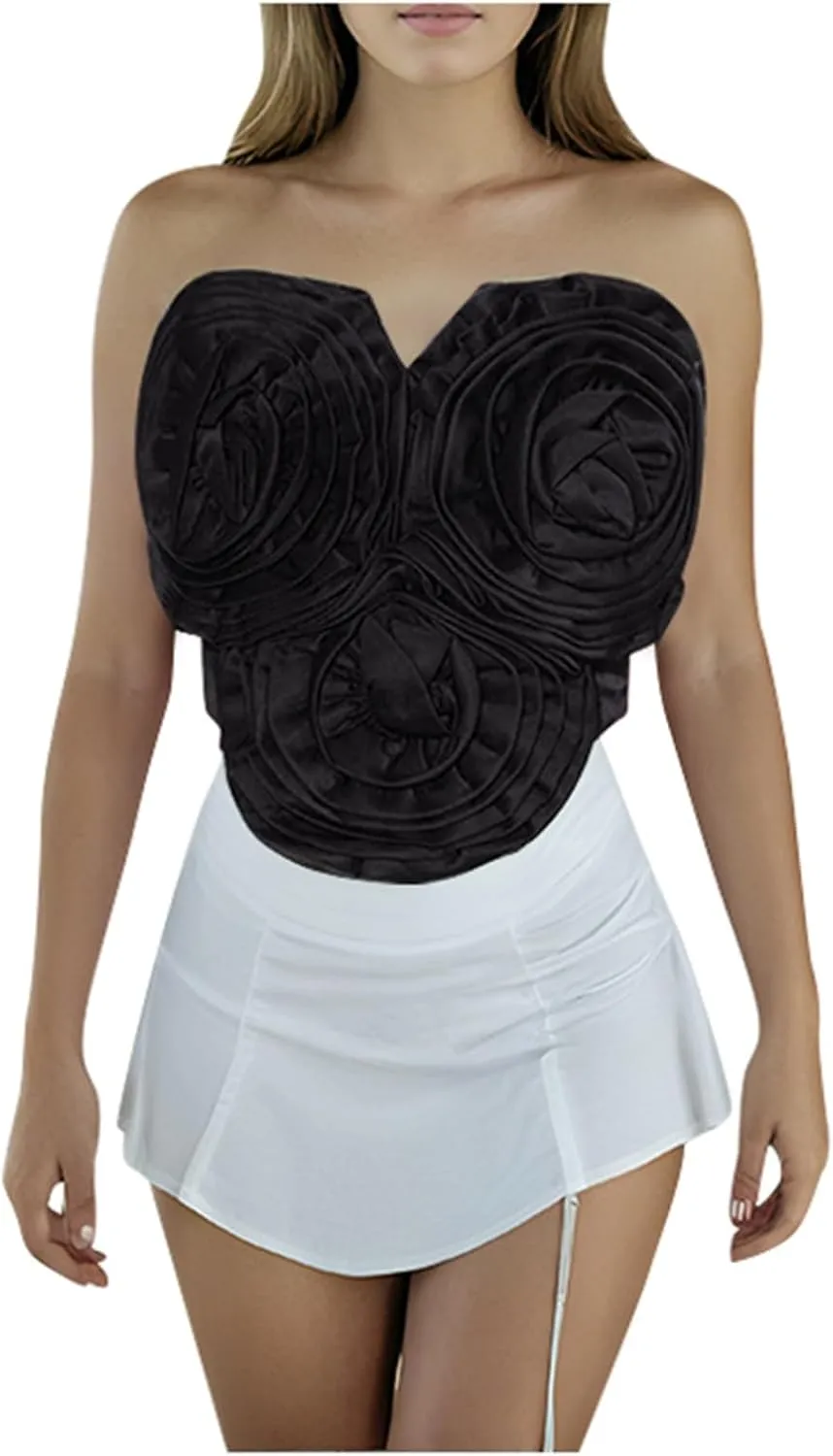 Black Sleeveless Tops for Women Crop Top Dressy Smocked V Cut Tank Square Womens Loose