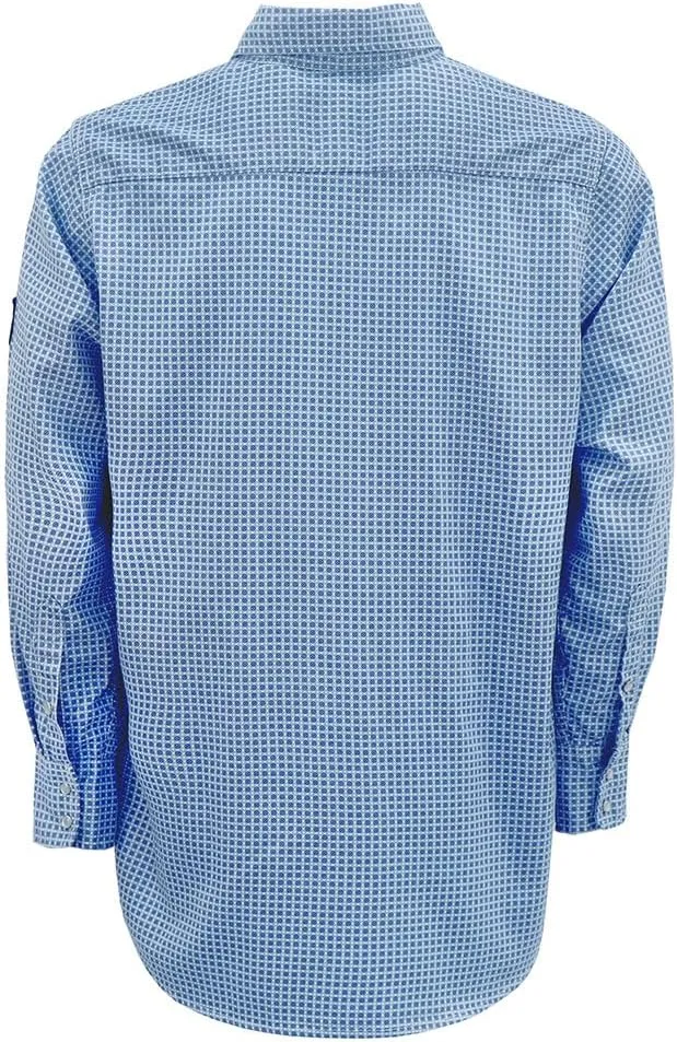 BOCOMAL FR Shirts for Men Printed Plaid Flame Resistant Clothing 6.5oz Cotton Button Up Welding Shirts NFPA2112 CAT2