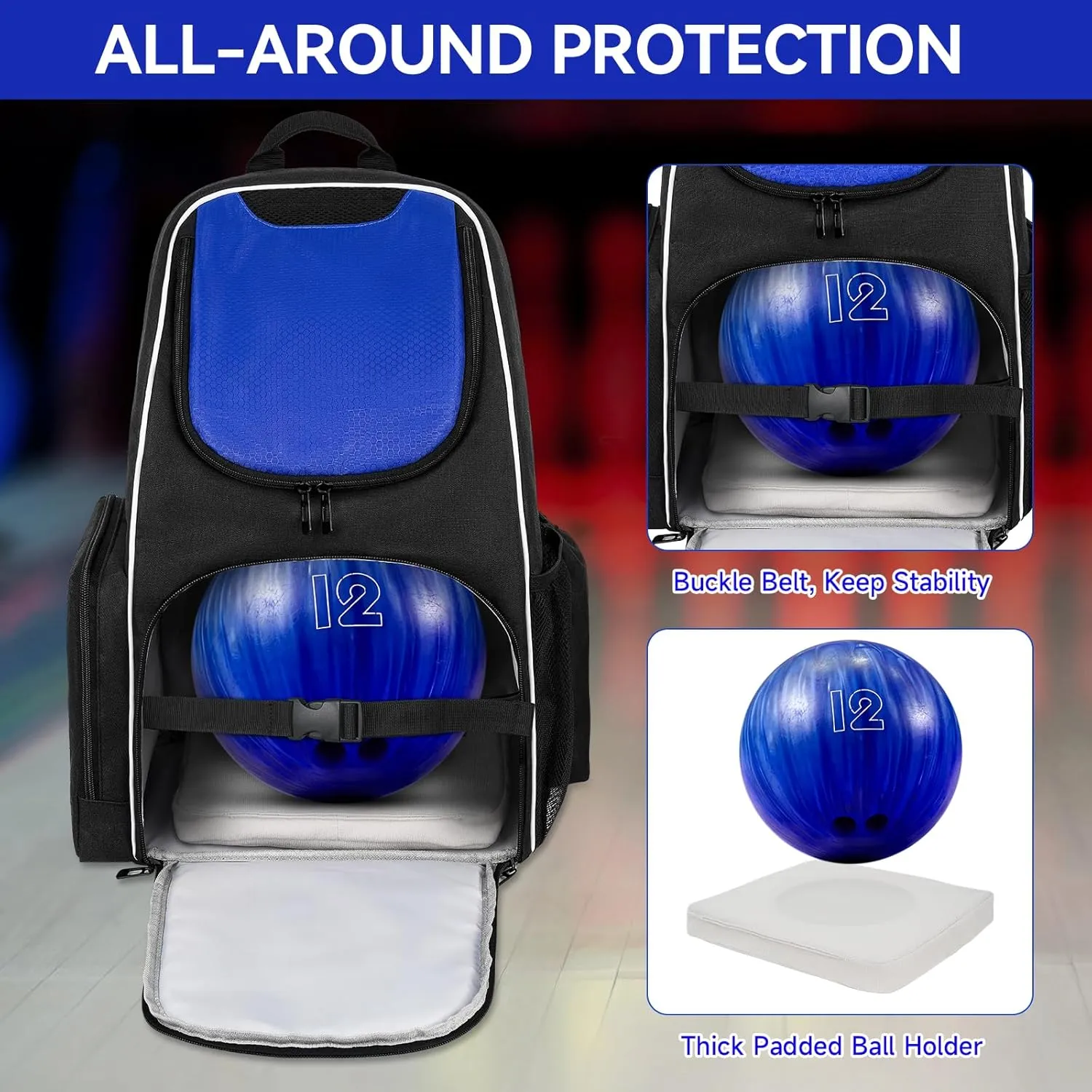 Bowling Backpack - Fits A Pair of Bowling Shoes Up to Size 16 for Men