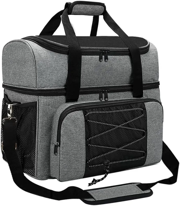 Bowling Bag Portable Bowling Tote Bag for 2 Balls Shoes Grey