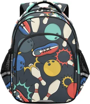 Bowling Ball and Shoes Backpack for Kids Elementary School Bag Boys Girls Bookbag Travel Backpack Daypack