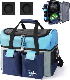 Bowling Ball Bag 2 Ball Tote with Padded Ball Holders, Large Shoes Compartment