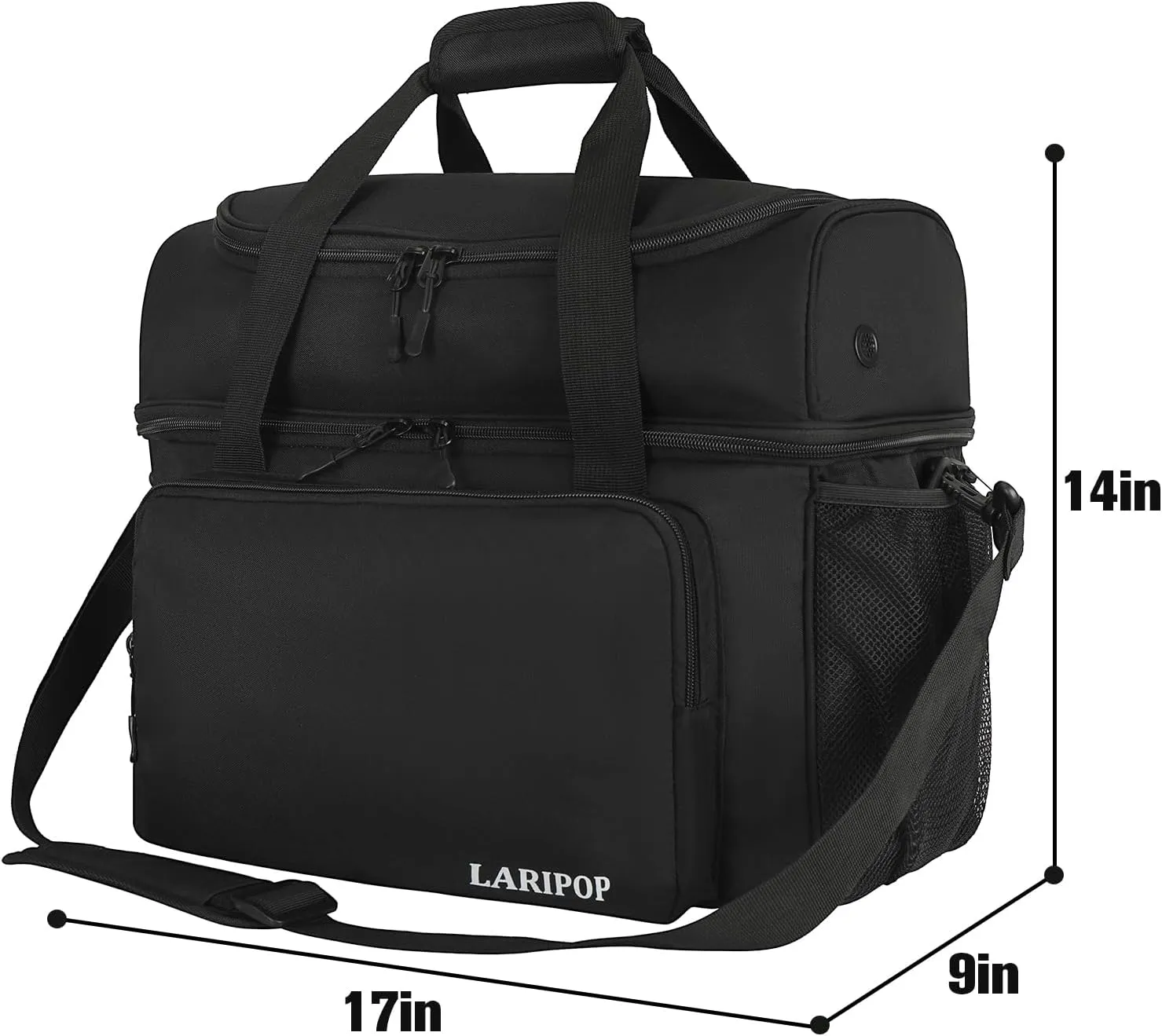 Bowling Ball Bag with Double Ball Holder - Fits Bowling Shoes Up to Mens Size 16
