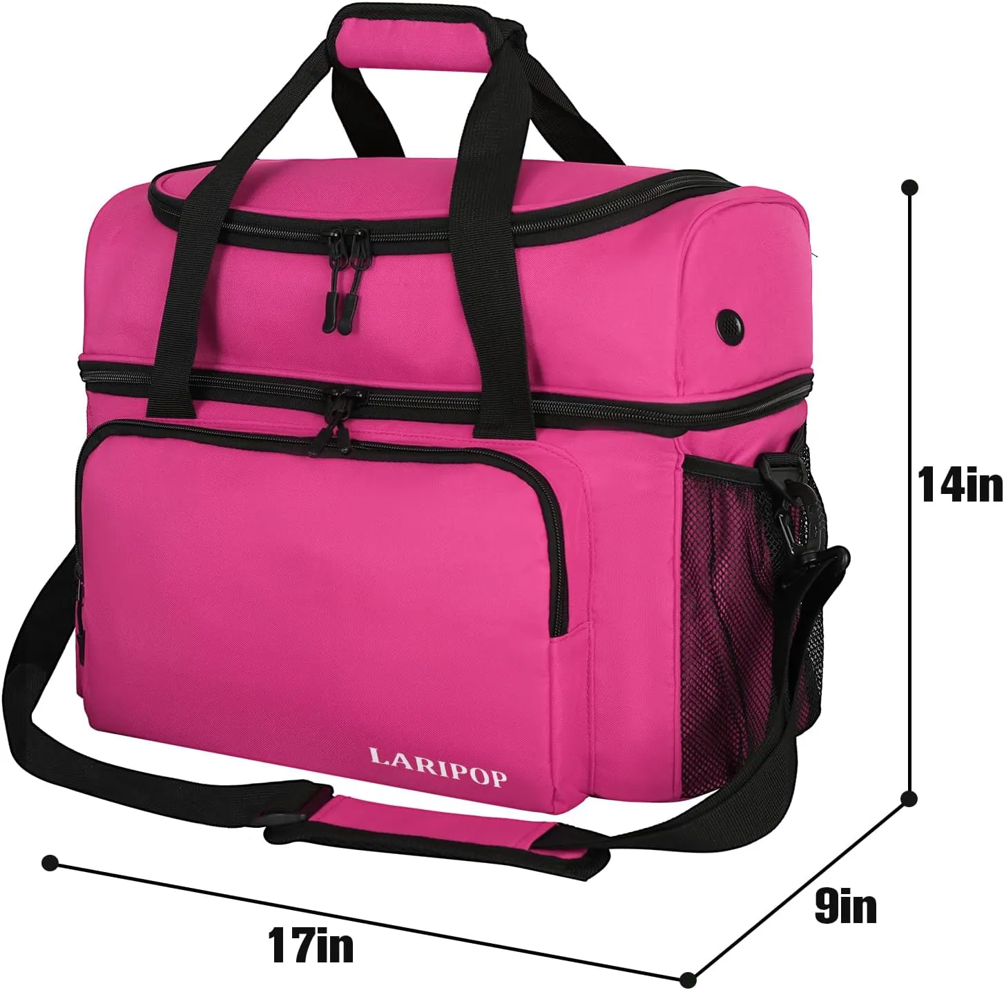 Bowling Ball Bag with Double Ball Holder - Fits Bowling Shoes Up to Mens Size 16