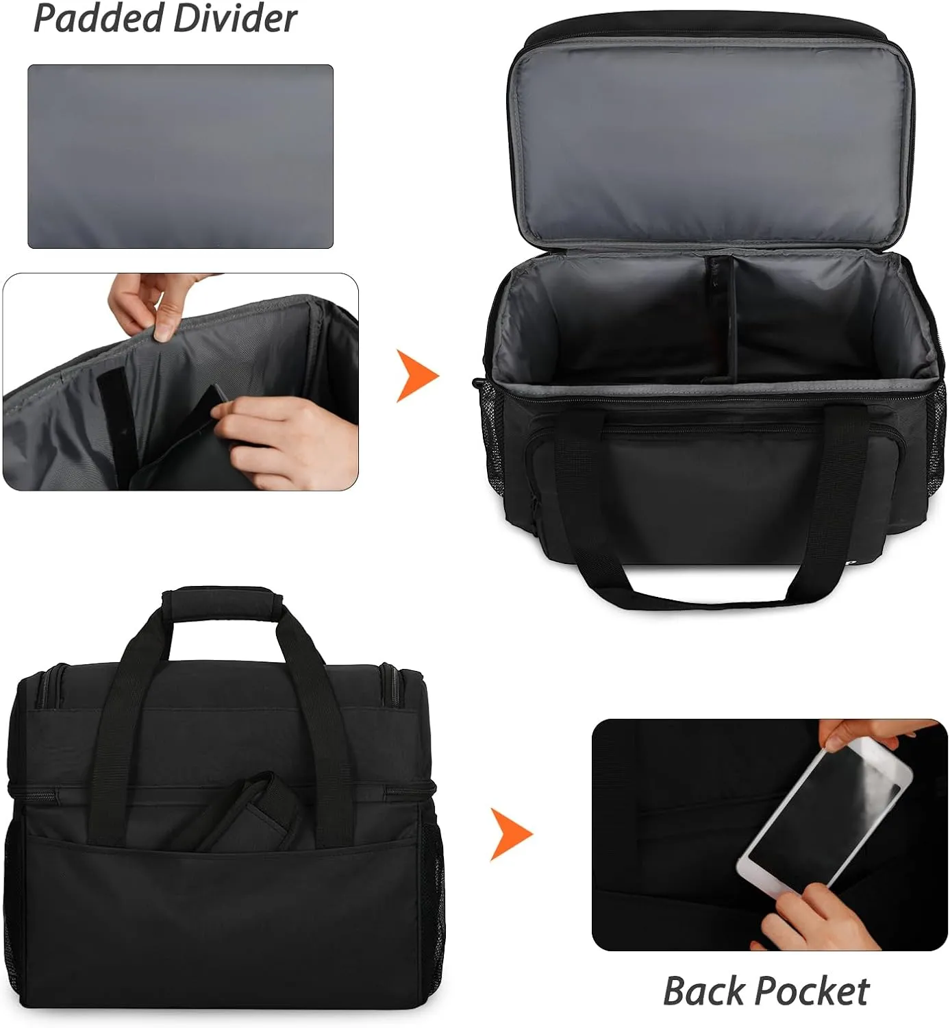 Bowling Ball Bag with Double Ball Holder - Fits Bowling Shoes Up to Mens Size 16