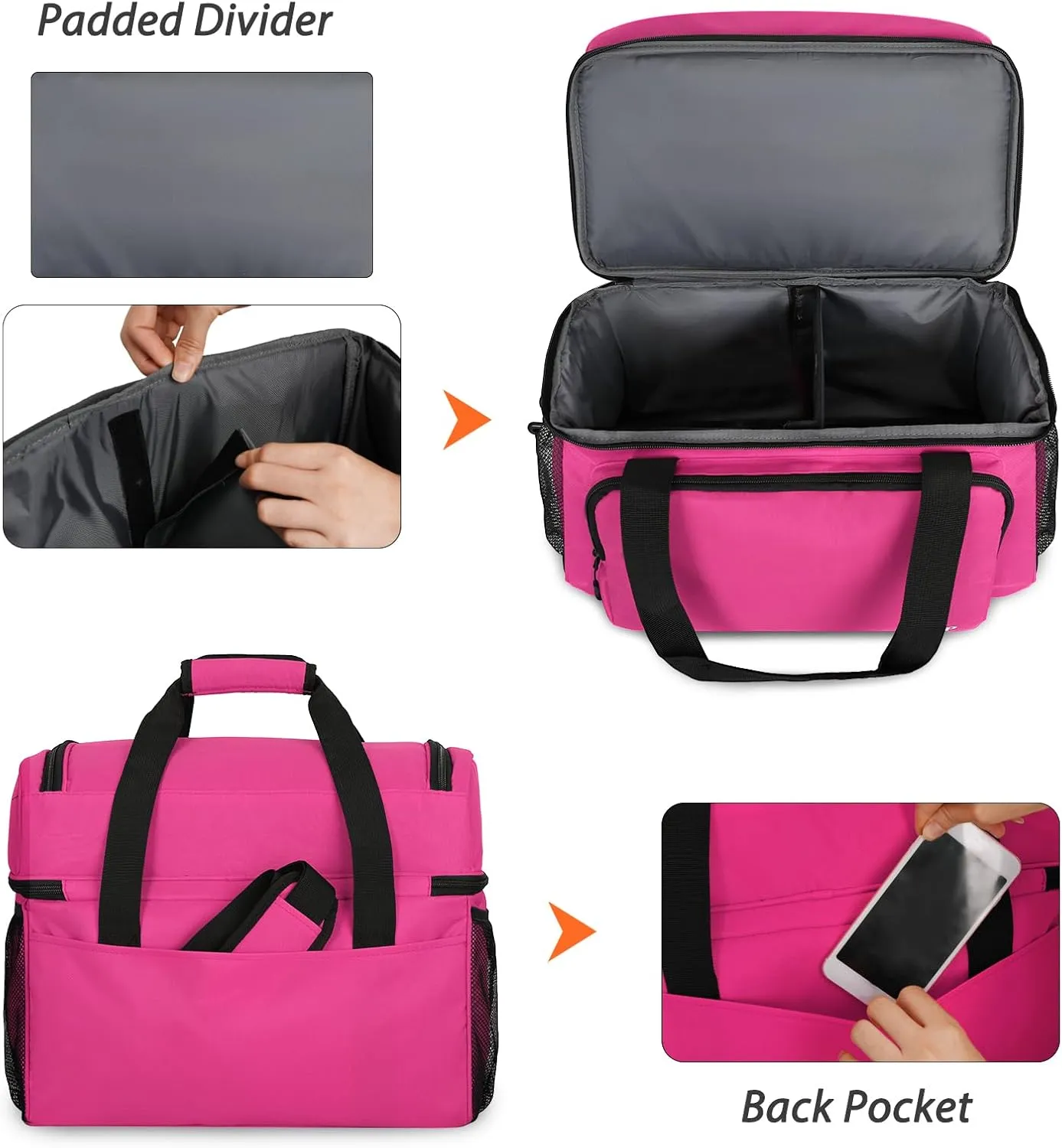 Bowling Ball Bag with Double Ball Holder - Fits Bowling Shoes Up to Mens Size 16