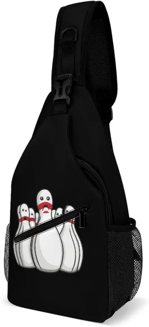 Bowling Pins Funny Sport Bowler Sling Backpack Multipurpose Crossbody Shoulder Bags Travel Chest Bag Hiking Daypack