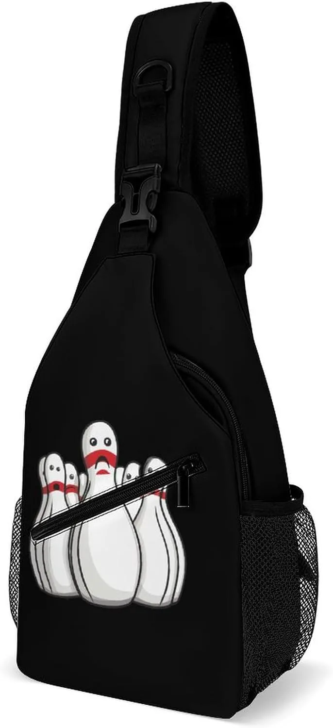 Bowling Pins Funny Sport Bowler Sling Backpack Multipurpose Crossbody Shoulder Bags Travel Chest Bag Hiking Daypack