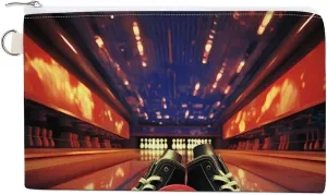 Bowling Shoes and Balls Canvas Wallet Slim Wristlets Bag Credit Card Clutch Purses