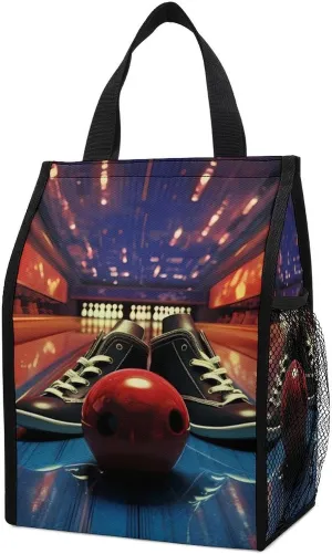 Bowling Shoes and Balls Insulated Grocery Bags Reusable Shopping Tote Bags Portable Cooler Bag for Camping Picnic Work