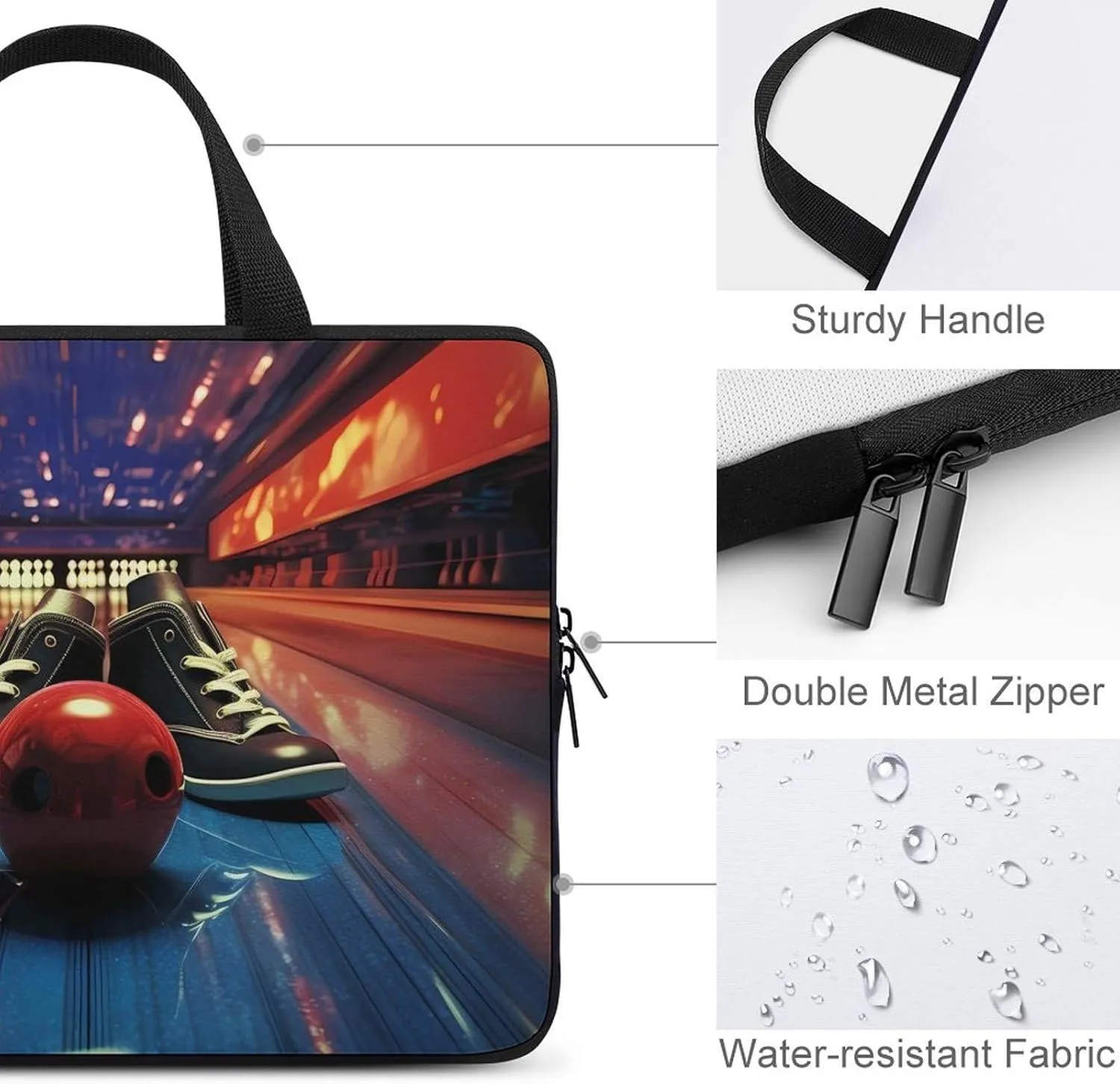 Bowling Shoes And Balls Laptop Tote Bag Computer Protective HandBag Notebook Carrying Case