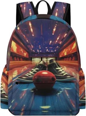 Bowling Shoes and Balls Mini Backpack Printed Shoulder Bag Travel Daypack Camping Work Bags