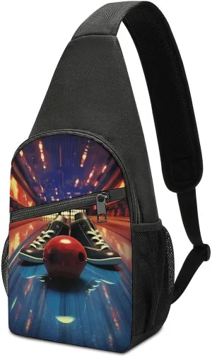 Bowling Shoes and Balls Sling Bag Crossbody Backpack Travel Chest Bag Hiking Daypack