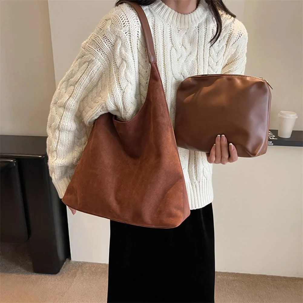 Brown Suede Bags, Suede Purses, Suede Handbags for Women, Suede Tote Bags, Leather Hobo Bags for Women