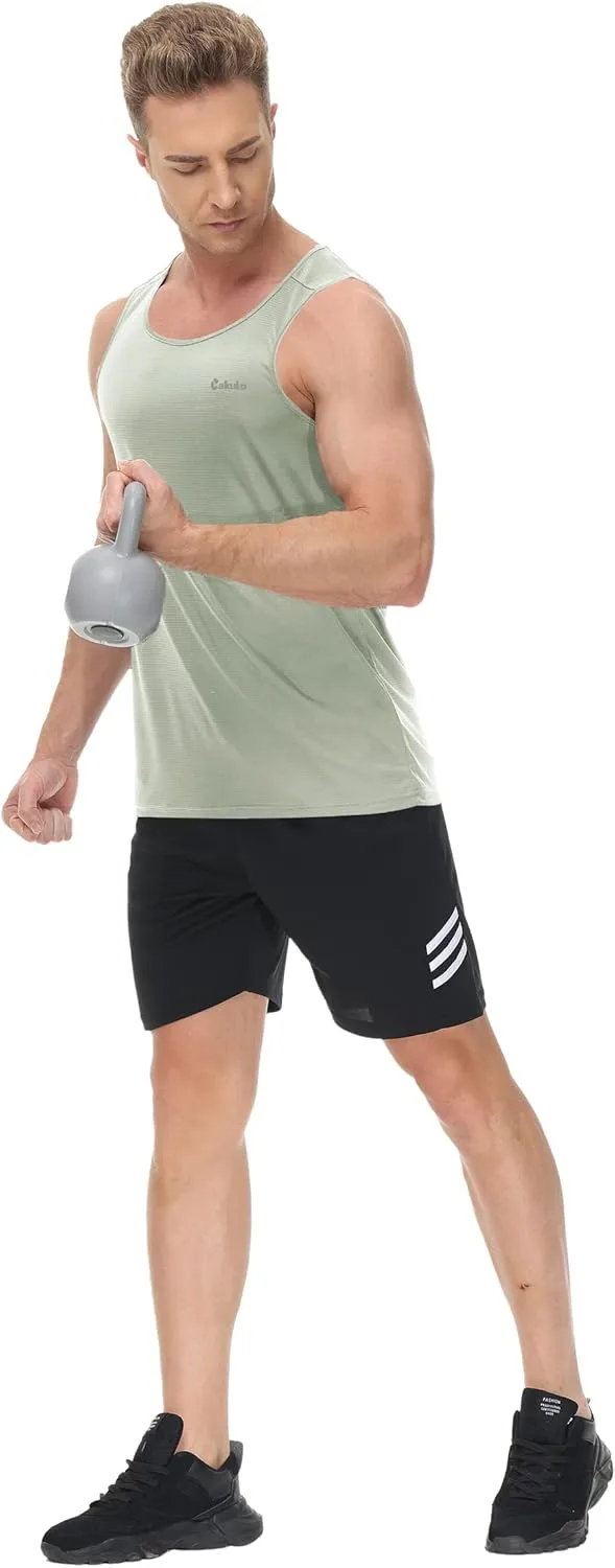 Cakulo Mens Tank Tops Big and Tall Swim Shirts Running Quick Dry Workout Sleeveless Summer Beach Muscle Athletic Top