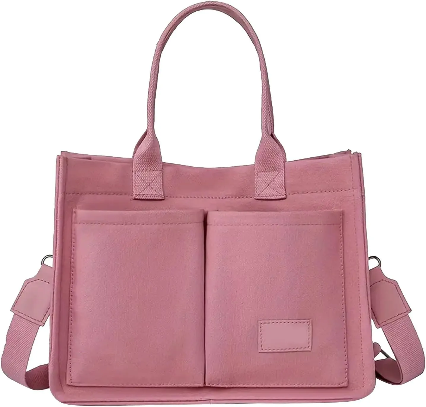 Canvas Bags For Women Solid Color Large Capacity Exterior Pockets Ladies Bag Leopard Print Tote Bags