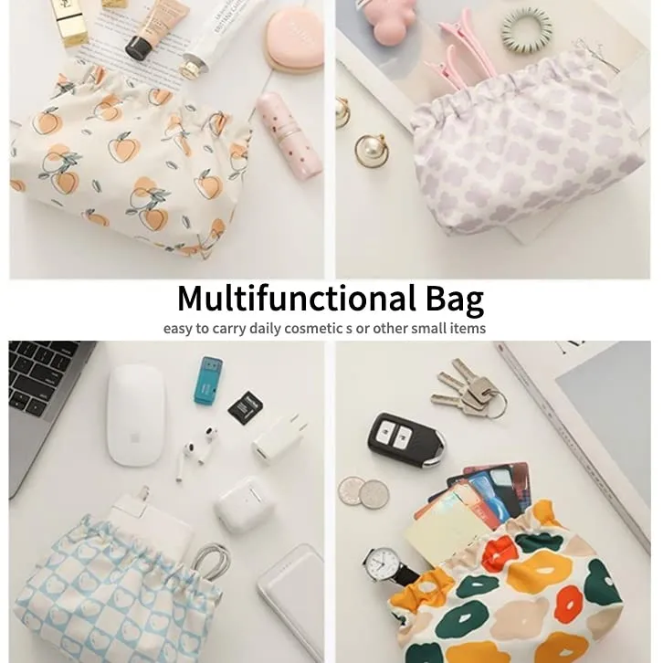 Canvas Makeup Bags Cosmetic Bag for Women Travel Toiletry Bag Accessories Organizer (Beige Apricot)