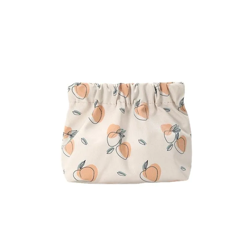 Canvas Makeup Bags Cosmetic Bag for Women Travel Toiletry Bag Accessories Organizer (Beige Apricot)