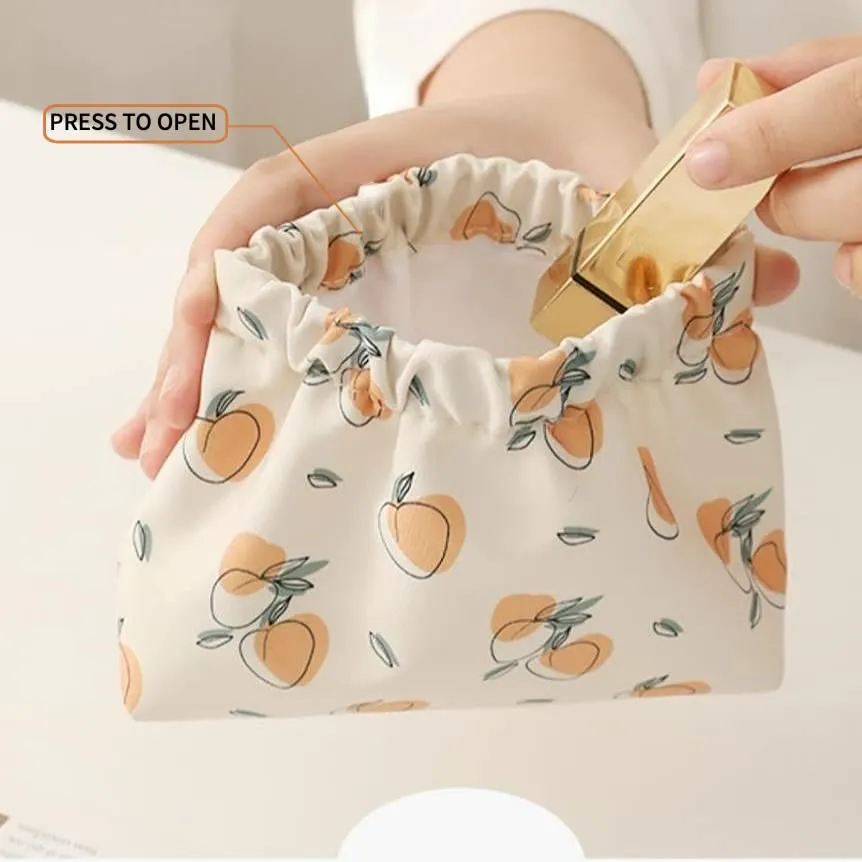 Canvas Makeup Bags Cosmetic Bag for Women Travel Toiletry Bag Accessories Organizer (Beige Apricot)