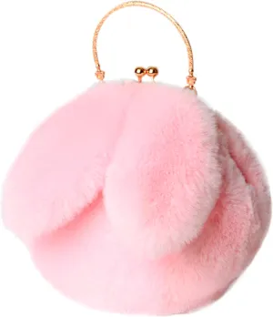 Canvas Tote Bag Cute Rabbit Puffer Bags Outdoor Round Cat Ear Plush Shoulder Bag Casual Shopping Messenger Bag