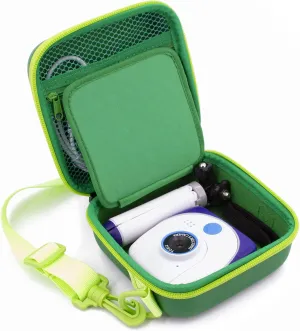 CASEMATIX Video Camera Travel Case Compatible with Little Tikes Tobi 2 Director's Camera, Tripod and Charging Cable - Camera Case with Shoulder Strap & Accessory Storage, Green Travel Case Only