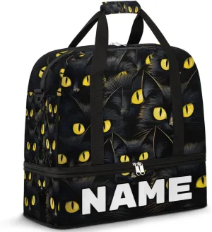 Cat Animal Custom Foldable Duffle Bag with Shoes Compartment Personalized Large Capacity Waterproof Travel Weekender Bag Overnight Bag for Sports Gym