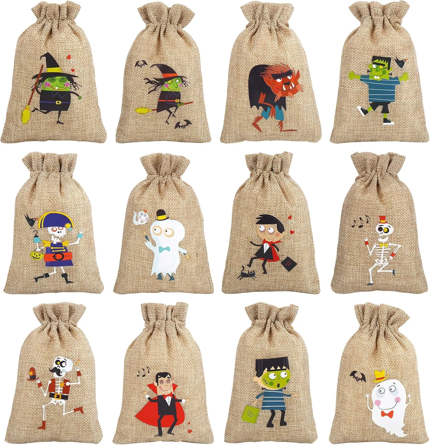 CCINEE 36pcs Burlap Halloween Party Bags Novelty Linen Jute Bags 4" x 6" for Halloween Gifts Packing Party Decoration Supplies