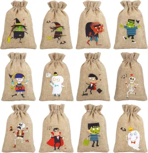 CCINEE 36pcs Burlap Halloween Party Bags Novelty Linen Jute Bags 4" x 6" for Halloween Gifts Packing Party Decoration Supplies
