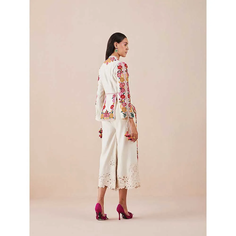 CHANDRIMA Ivory Cord Work And Beadwork Pants