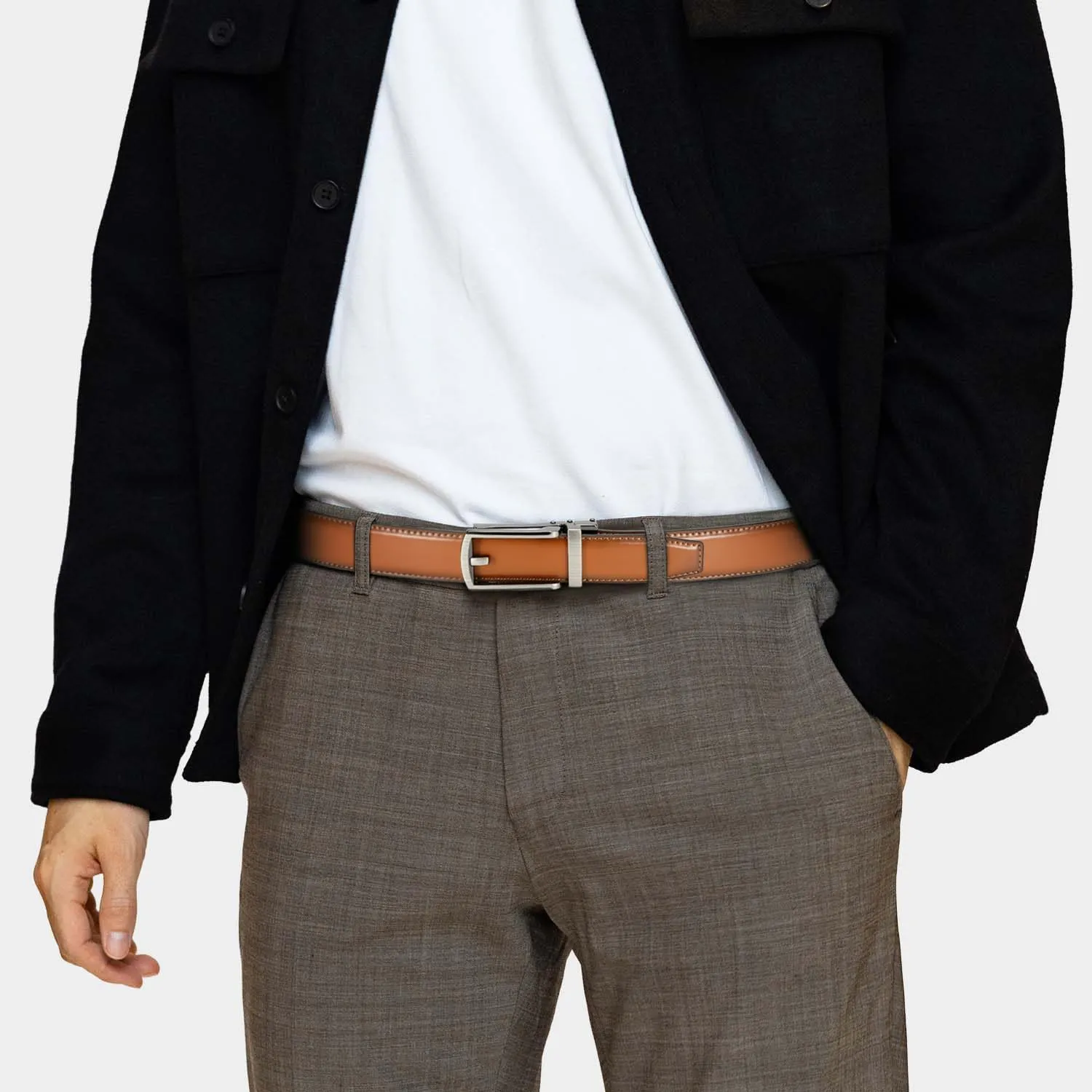 CHAOREN Mens Dress Belt - Ratchet Belt Leather 1 1/4" Comfort Click - Perfect Companion to Mens Dress Shoes