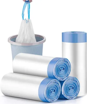 Charmount 4 Gallon Trash Bags - Drawstring small trash Bags for Bathroom, Kitchen, Bedroom, Office, 60 Count (Upgraded - Easy to Separate)