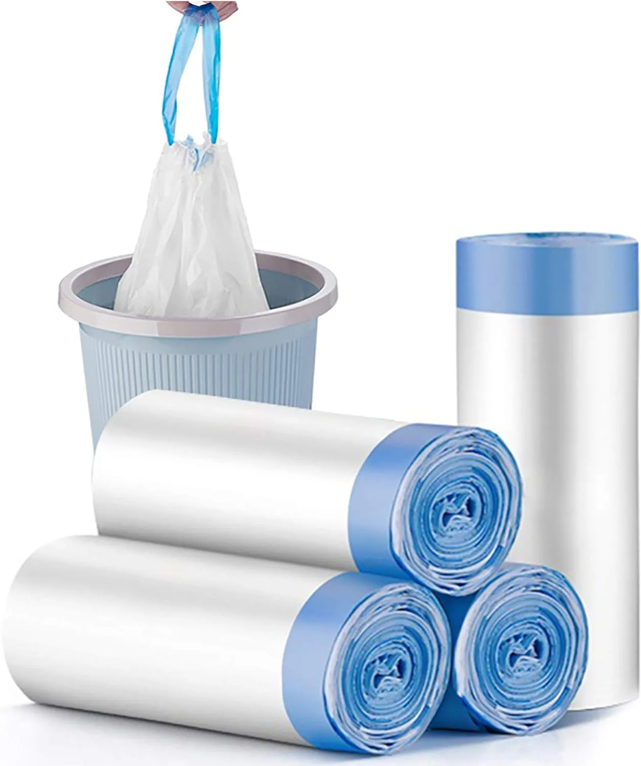 Charmount 4 Gallon Trash Bags - Drawstring small trash Bags for Bathroom, Kitchen, Bedroom, Office, 60 Count (Upgraded - Easy to Separate)