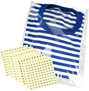 Clear Cellophane Bags with Clothing Size Stickers, 9"x 13" T shirt bags,100 Pcs Plastic Shipping Bags Packaging for Small Business1