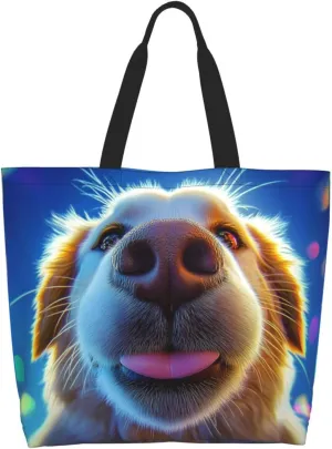 close-up Golden Retriever face print Reusable Shoulder Bags Large Casual Tote Bag Shopping Grocery grocery bag