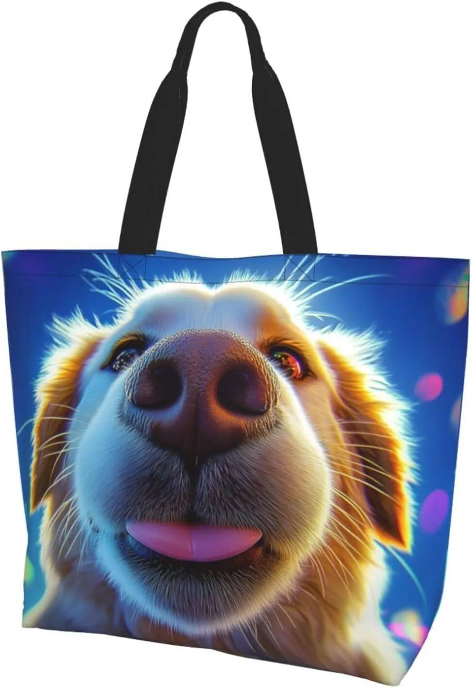 close-up Golden Retriever face print Reusable Shoulder Bags Large Casual Tote Bag Shopping Grocery grocery bag