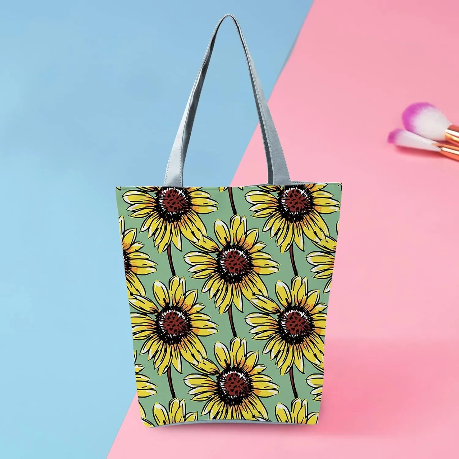 Clutch Saddle Bag New Women's Slouchy Large Capacity Zippered Sunflower Printed Shoulder Bag