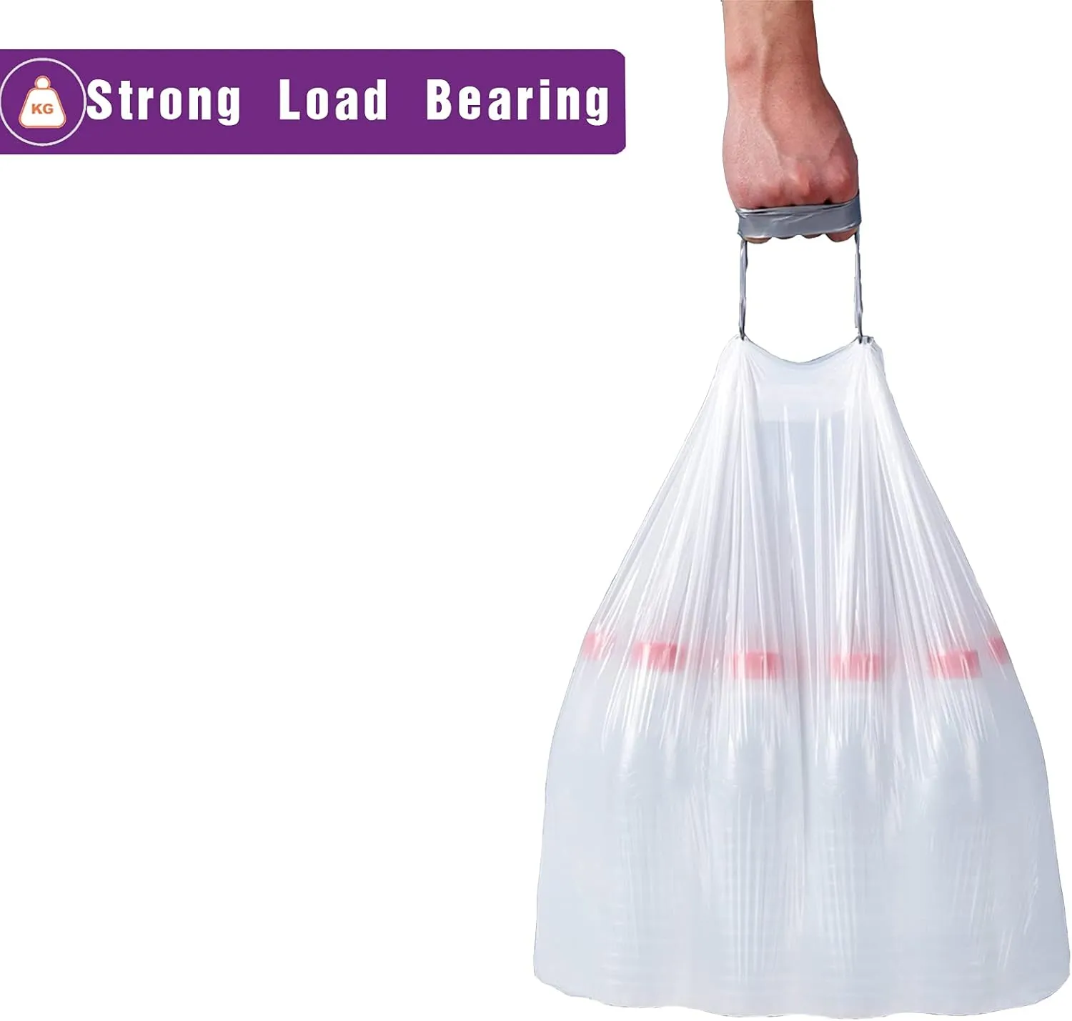 Code P (50 Count) 13-16 Gallon Heavy Duty Drawstring Plastic Trash Bags Compatible with simplehuman Code P | 1.2 Mil | White Drawstring Garbage Liners 13-16 Gallon/50-60 Liter