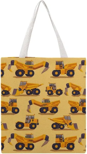 Construction Trucks Canvas Tote Bag Casual Handbags Grocery Shopping Purses Work Bag for Women