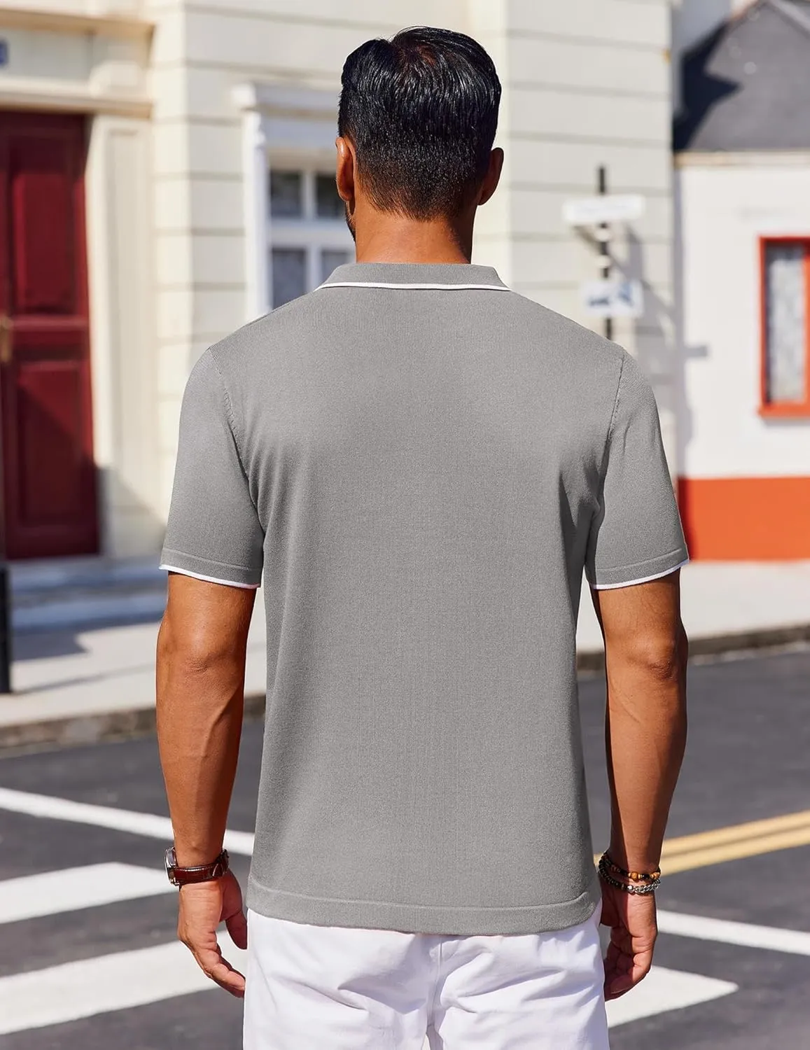 COOFANDY Mens Polo Shirts Short Sleeve Casual Knit Polo Shirt Vintage Golf T Shirts Old Money Tops