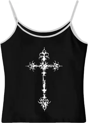 Coquette Lace Crop Tops 2000s Spaghetti Strap Tops Y2k Goth Grunge Emo Top Women Vintage Camisole