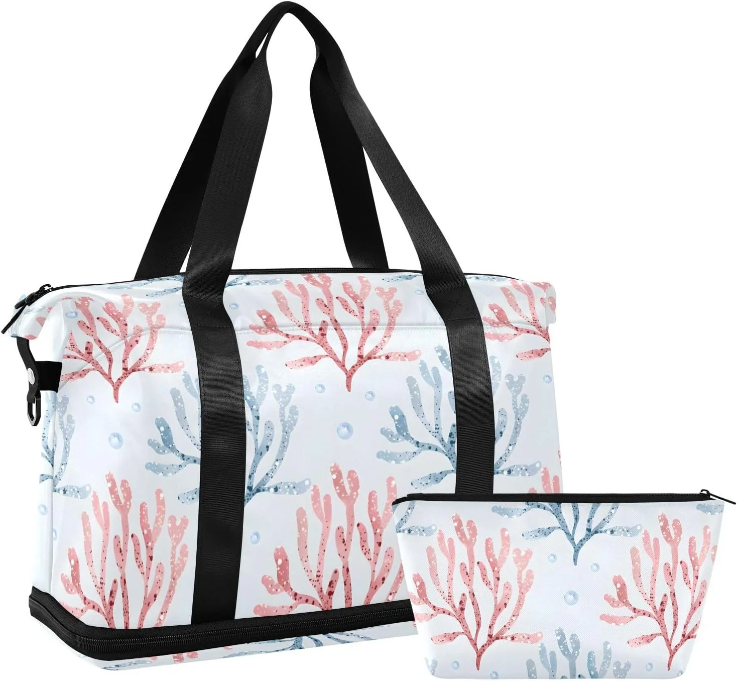 Corals Plants Sports Bag Expandable Weekender Travel Bag with Wet Pocket and Shoes Compartment