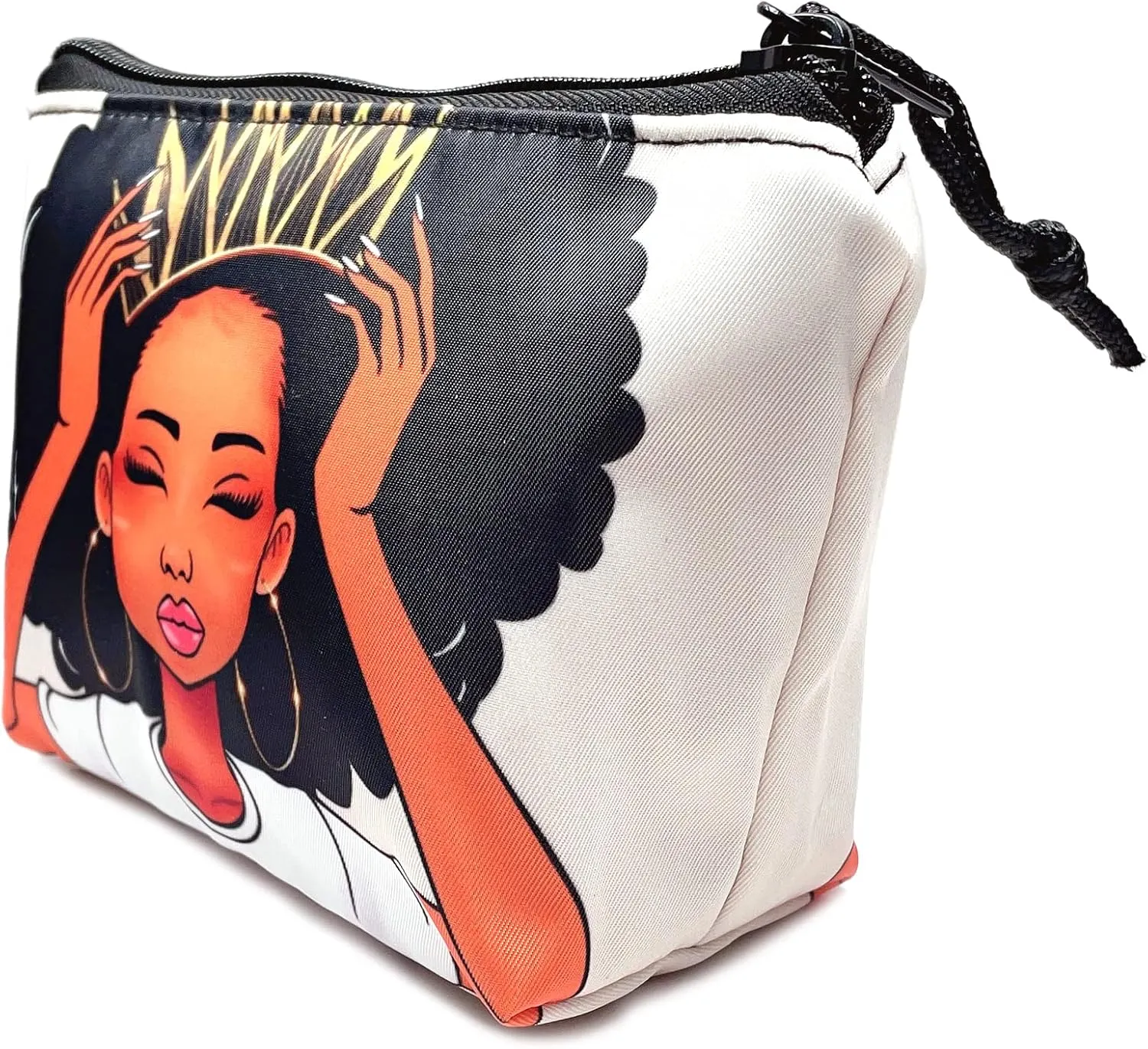 Cosmetic Bag 2 Pieces for Women Large Makeup Bag Organizer Melanin Afro Black Magic African Makeup Storage Bag for Purse Vanity Bag