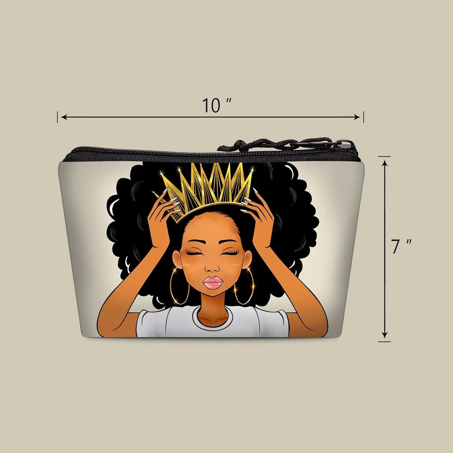 Cosmetic Bag 2 Pieces for Women Large Makeup Bag Organizer Melanin Afro Black Magic African Makeup Storage Bag for Purse Vanity Bag