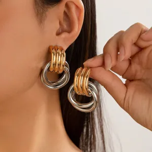 Creative Multilayer Round Circle Stud Earrings