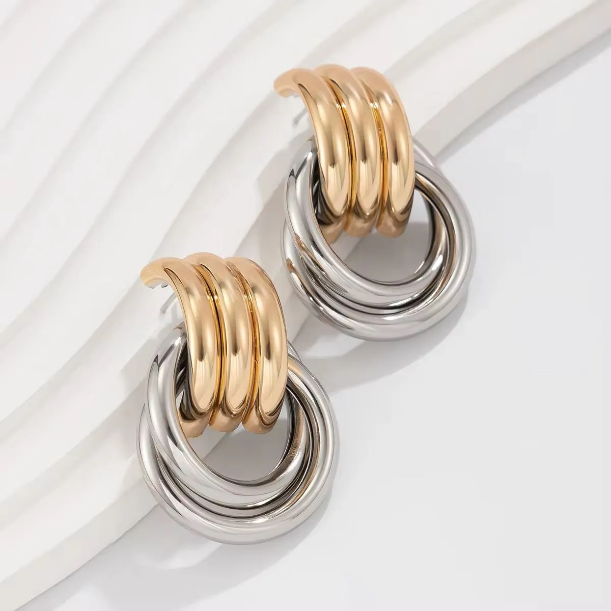 Creative Multilayer Round Circle Stud Earrings